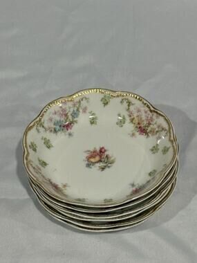 Set of 6 Antique Haviland & Co. Limoges France Floral Berry Bowls